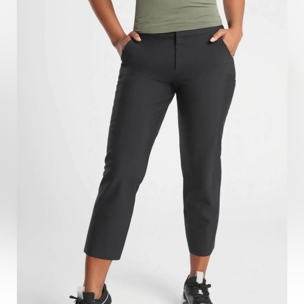 Athleta Stellar Straight Crop Black Pants Size 14T Tall - Picture 4 of 10